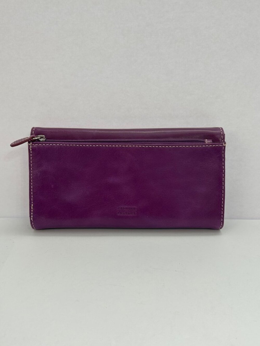 Giani Bernini Purple Leather Wallet Clutch Snap Closure Card Slots Zippered Coin - Picture 2 of 10